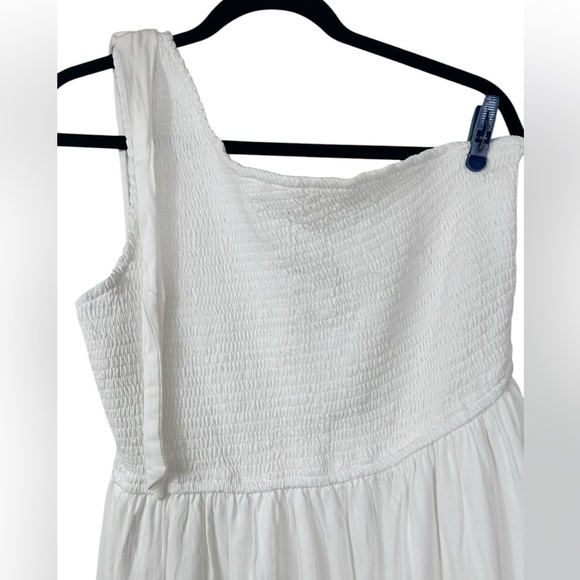 Merokeety One Shoulder Sleeveless Knot Smocked Midi Dress XL Split Tiered Flowy - Picture 7 of 13